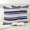 thumbnail image 3 of Navy Blue Pink Striped Outdoor Waterproof Pillow Covers, Gradient Horizontal Lines Decorative Square Throw Pillowcase Sofa Cushion Sham for Patio/Couch/Chair, 24"x24" 2 Pack, 3 of 8