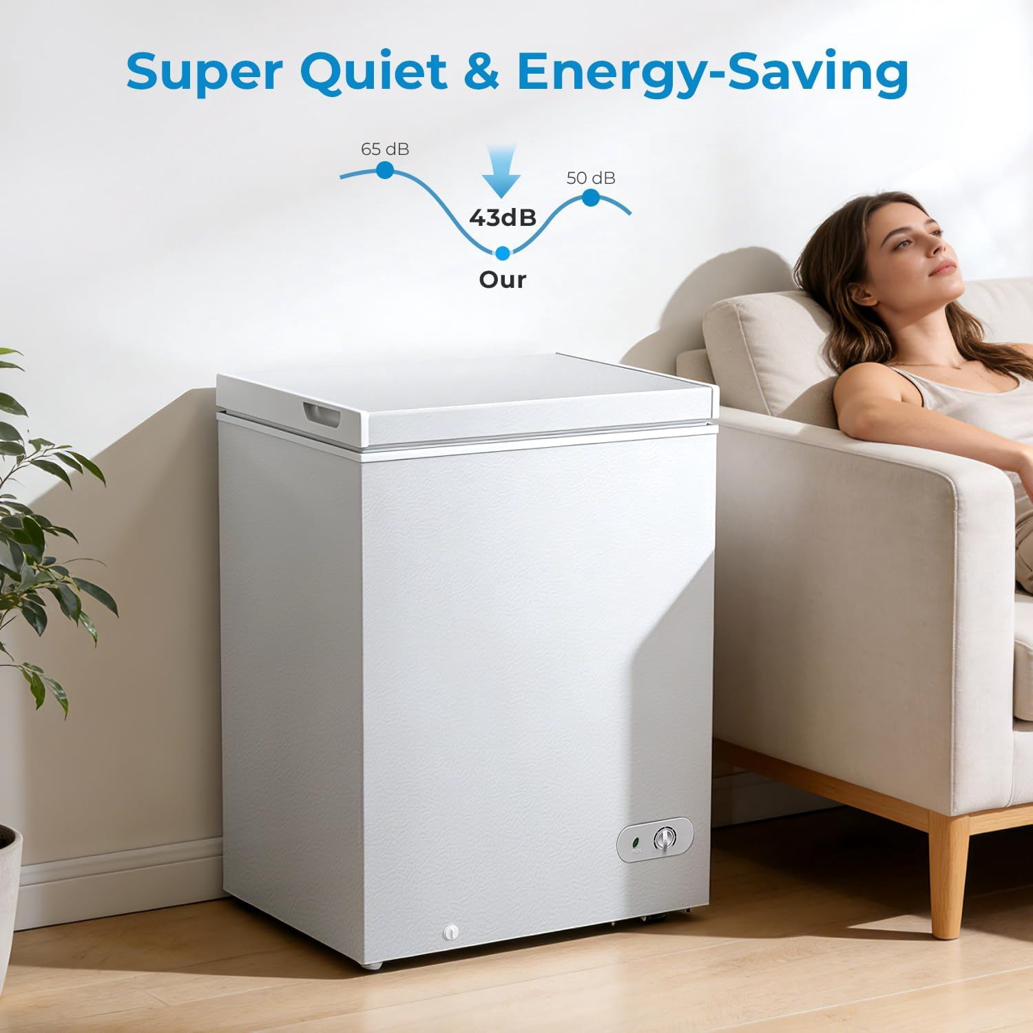 WAA 5.0 Cu.Ft Chest Freezer 3 Removable Baskets,Adjustable Temp for Home Bar Kitchen