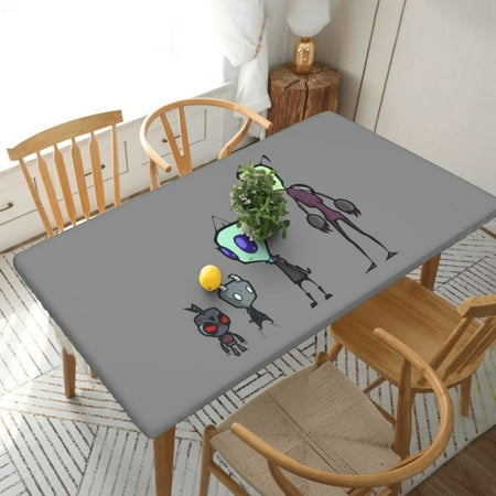 

Invader Zim Table Cover Reusable Fitted Rectangle Elastic Edged Tablecloth For Kitchen Dining Party 2.5X5ft
