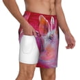 thumbnail image 2 of Kdxio Pink Pig Print Men'S Swim Trunks With Compression Liner 7 Inch Inseam Quick Dry Swim Shorts, 2 of 7