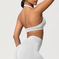 thumbnail image 6 of DPTALR Women's Solid Color Seamless Knitted Halter Sports Bra,Backless Beauty Back Shockproof Push Up Breathable Fitness Top,White,Size XXL,Women's Plus ,Young Adult Tops, 6 of 9