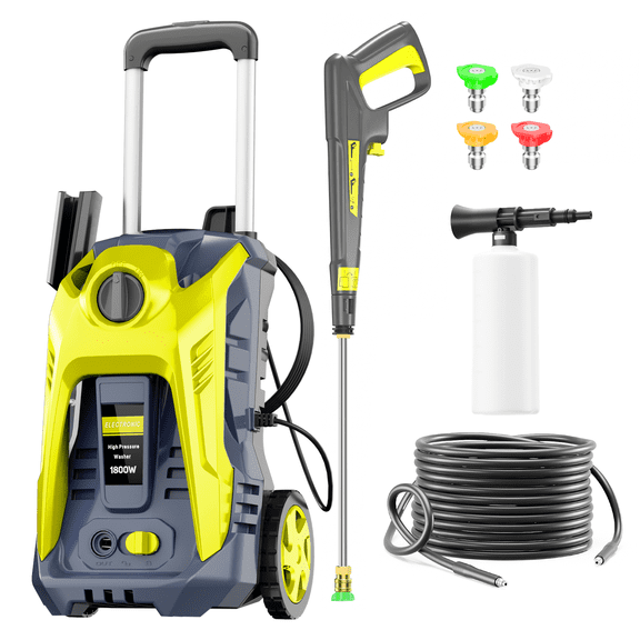 Pressure Washer, Power Washers with 4 Lockable Wheels,High Pressure Washers with Anti-tip Design, Foam Cannon for Cars/Fences/Driveways/Home Cleaning
