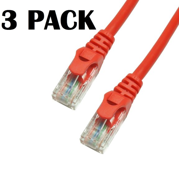 Grandmax Cat6 25ft,3 Pack,UTP Patch Cable,550MHZ Snagless Red