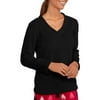 Women's V Neck Long Sleeve Micro Plush Sleep Shirt (Sizes S - 3X)