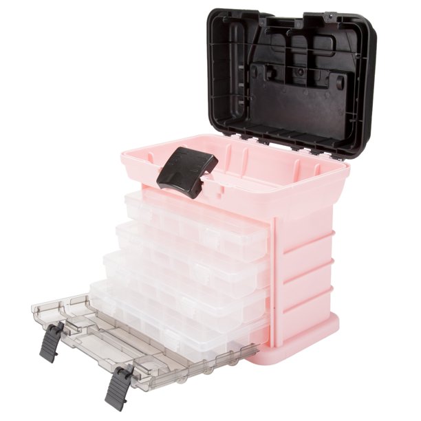 Caja organizadora de herramientas Stalwart Pink con 4 compartimentos