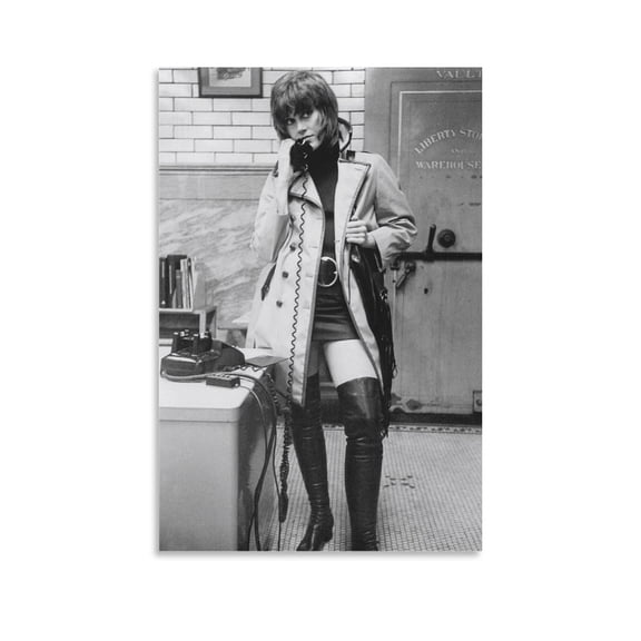 American Actress Jane Fonda Black And White Celebrity Poster Picture Print Canvas Poster Wall Paint Art Posters Decor Modern Home Artworks Gift 24x36inch(60x90cm)