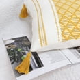 thumbnail image 2 of Boho Lumbar Pillow Cover with Tassels, 12x20 Inches, Mustard Yellow/Cream | Decorative Rectangular Cushion Cover for Living room Couch, Sofa, Chair | Farmhouse Woven Pillow Case, 2 of 9