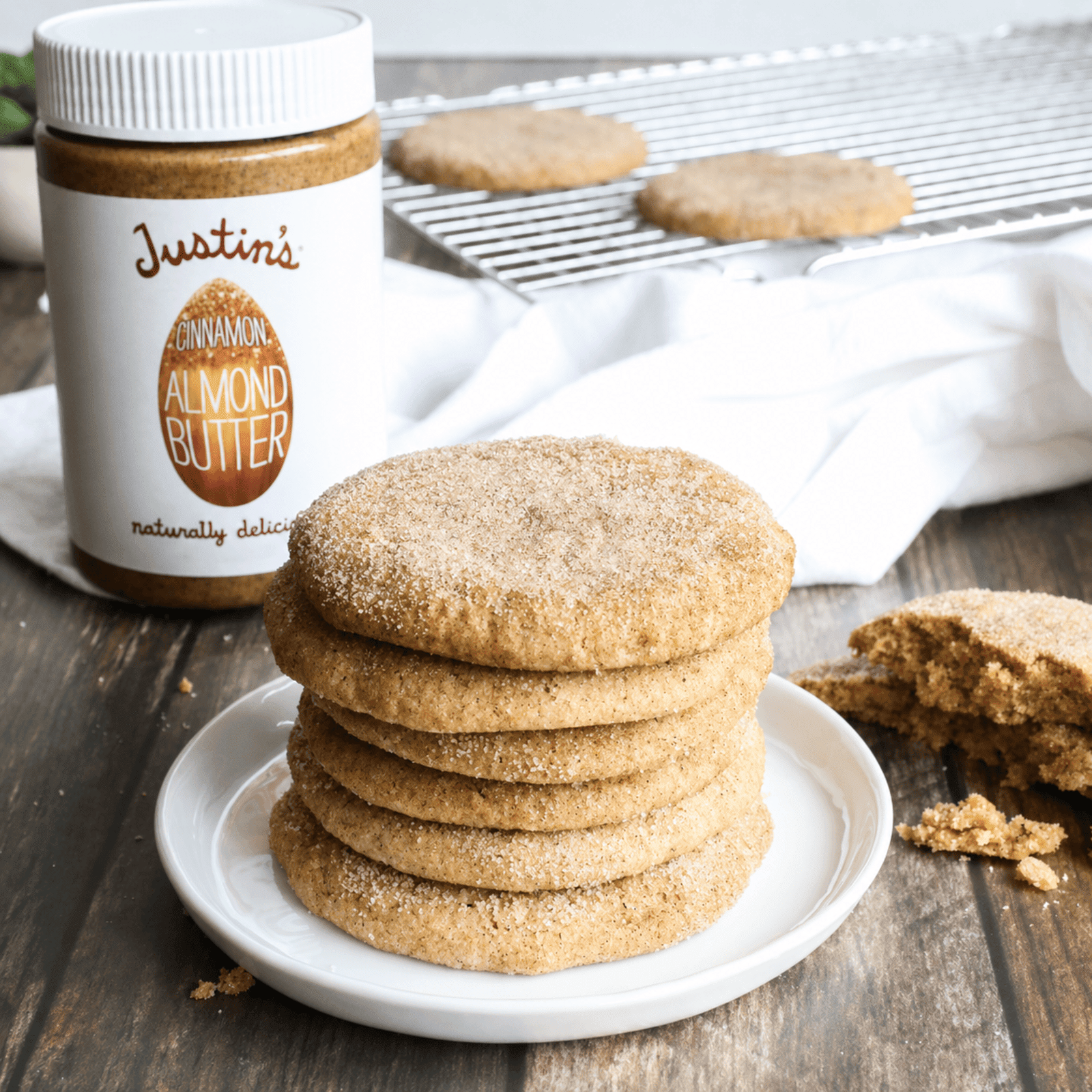 (6 pack) JUSTIN'S Cinnamon Creamy Almond Butter Spread, 12 oz Jar