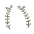 thumbnail image 1 of Pendientes de brazalete de de oreja de hoja hipoalergénica de cristal Boda Pta Sunnimix Pendientes Ear Climber, 1 of 8