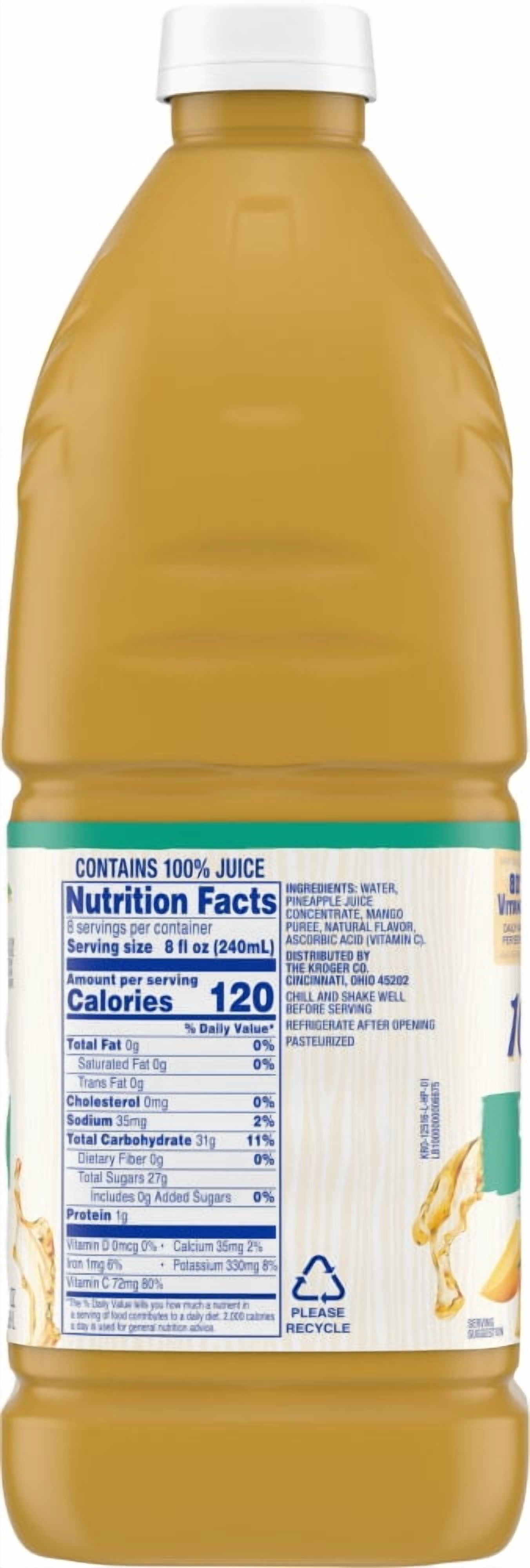Kroger 100% Pineapple Mango Juice 64 fl oz - 3 count
