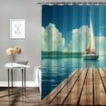 thumbnail image 2 of Shiartex  Nautical Shower Curtain, Yacht from Wooden Deck Horizon Serenity Seascape Leisure Aquatic Coastal Theme, Cloth Fabric Bathroom Decor Set with Hooks 60x72, 2 of 7