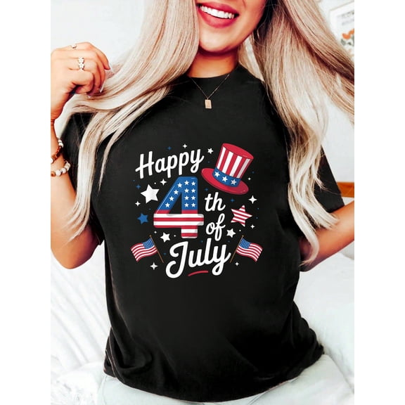 Happy 4th Of July Patriotic American Flag USA Women men T-Shirt