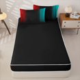 thumbnail image 4 of Erosebridal Neon Chic Zipper Queen Comforter Set with Fitted Sheet and 2 Pillowcases,Vertical Streak Print Zipper Bedding Set,Red Teal Black,Black Reversible, 4 of 6