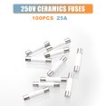 thumbnail image 3 of 100uds 25 Amplificador 250V Coche R?pido Reventar Cer?mica Fusible 6x30mm 0.24"X1.18" Unique Bargains fusibles automotrices, 3 of 6
