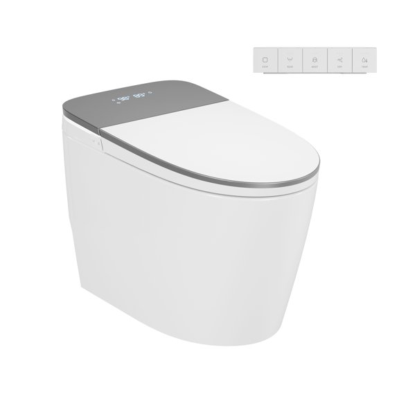 DV-1S0336 DeerValley Smart Toilet With Foam Shield, Heated Seat, ADA Height & Zero Pressure Flush – Space-Saving Bidet Toilet For Everyday Comfort