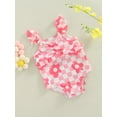 thumbnail image 3 of Genuiskids Baby Girl One Piece Swimsuits Floral Plaid Print Fly Sleeve Summer Jumpsuit Swimwear Beachwear Bikini Bathing Suit, 3 of 8