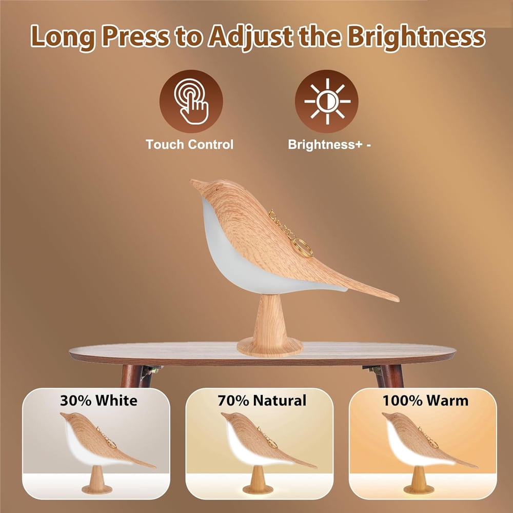 3 Colors Magpie Bird Night Lights Touch-Control LED Lamp USB Rechargeable Table Lamps Versatile for All Rooms Decoration