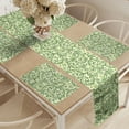 thumbnail image 2 of Ambesonne Green Table Runner & Placemats, Curly Ornate Leaf Damask, Placemat 4 pcs + Runner 14"x72", Pale Green Fern Green, 2 of 2