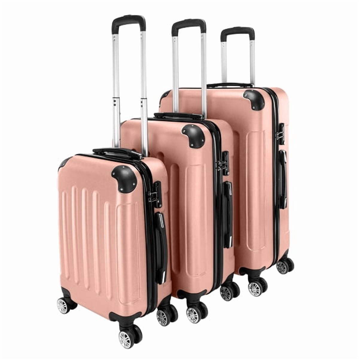 Alvantor 3-in-1 Large Capacity Travel Suitcase Set, Durable ABS+PC Hardshell Luggage with Wheels, Rose Gold (20"|24"|28")
