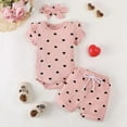 thumbnail image 2 of Baby Outfits Girl Baby Girl Clothes 6-9 Months Winter Baby Girl Clothes Summer Outfits Set Ruffle Sleeve Romper and Floral Shorts with Headband Pink 3-6 Months, 2 of 3