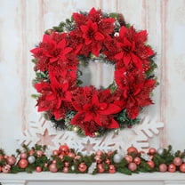 Uonlytech Artificial Flowers for Xmas Christmas Decoration Round Red 12Pack with Stems and Clips