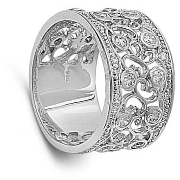 Vintage Filigree Full Eternity Women's Engagament Ring 1.9 Ct Diamond 14K White Gold Over