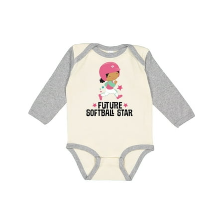 

Inktastic Future Softball Star Cute Girls Gift Baby Girl Long Sleeve Bodysuit