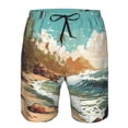 thumbnail image 3 of Fotbe Coastal Palm Beach Trajes de Baño Estampados para Hombre, Shorts de Verano de Secado Rápido, Ropa de Playa, Bañadores-Small, 3 of 6