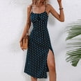 thumbnail image 2 of Meichang Spaghetti Strap Dresses for Women Summer Polka Dot Midi Dress Sleeveless Side Slit A Line Long Flowy Beach Sundress Corset Dress, 2 of 7