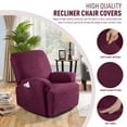 thumbnail image 3 of Timeles Recliner Chair Covers, Stretch Reclining Cover, Recliner Sofa Slipcovers Stripe Jacquard Recliner Couch Covers Furniture Protector Covers for Pet Kid (1 Seater, Burgundy), 3 of 7