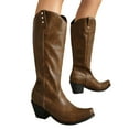 thumbnail image 6 of Cowboy Boots For Women Western Boots Pointed Toe Wide Calf Cowgirl Boots Pull On Brown Knee High Boots, 6 of 7