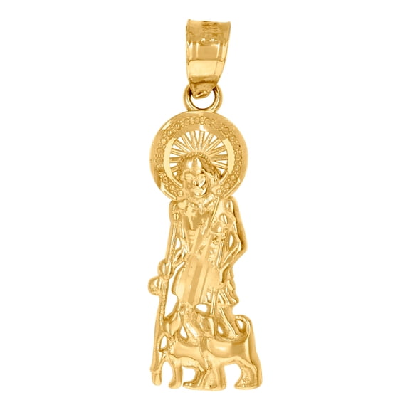 10k Yellow Gold Mens St. Lazarus Religious Charm Pendant 24.5x7.1mm Wide Necklace for Men - .8 Grams