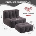 thumbnail image 2 of LuxyHoom Microfiber Upholstered Bean Bag Sofa for Adults, Stuffed Bean Bag Couch with Footstool, Button Tufted Accent Chair Lazy Sofa Chair for Living Room, Bedroom, Apartment (Black), 2 of 7