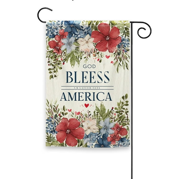Seasonal Garden Flag 12" x 18", God Bless America Welcome, Fun Outdoor Banner for Porch, Lawn & Patio Decor, Double-Sided