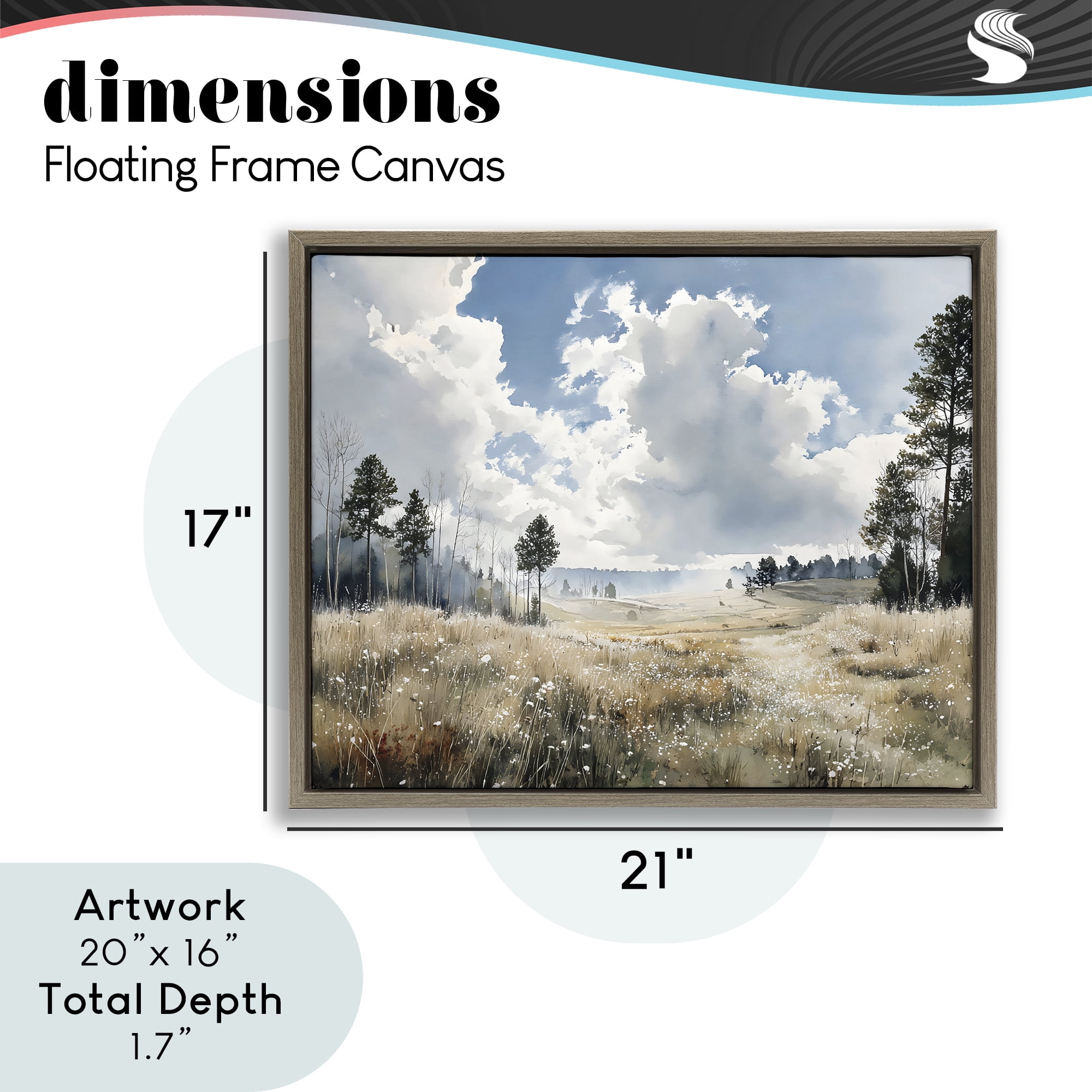Stupell Industries Blue Kissed Landscape Brown Framed Floater Canvas Wall Art, design by Franklyn Gregory
