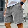 thumbnail image 4 of HKYNLAG Men's Corduroy Shorts Elastic Waist Drawstring Cargo Short Multi-Pocket Lightweight Summer Casual Beach Shorts Gray L, 4 of 4