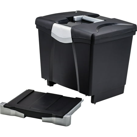 - Storex, STX61523U01C, Portable file Box with Drawer, 1 / Carton, Black