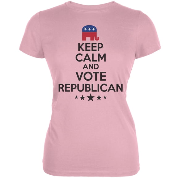Election - Keep Calm Vote Republican Pink Juniors Soft T-Shirt - X-Large