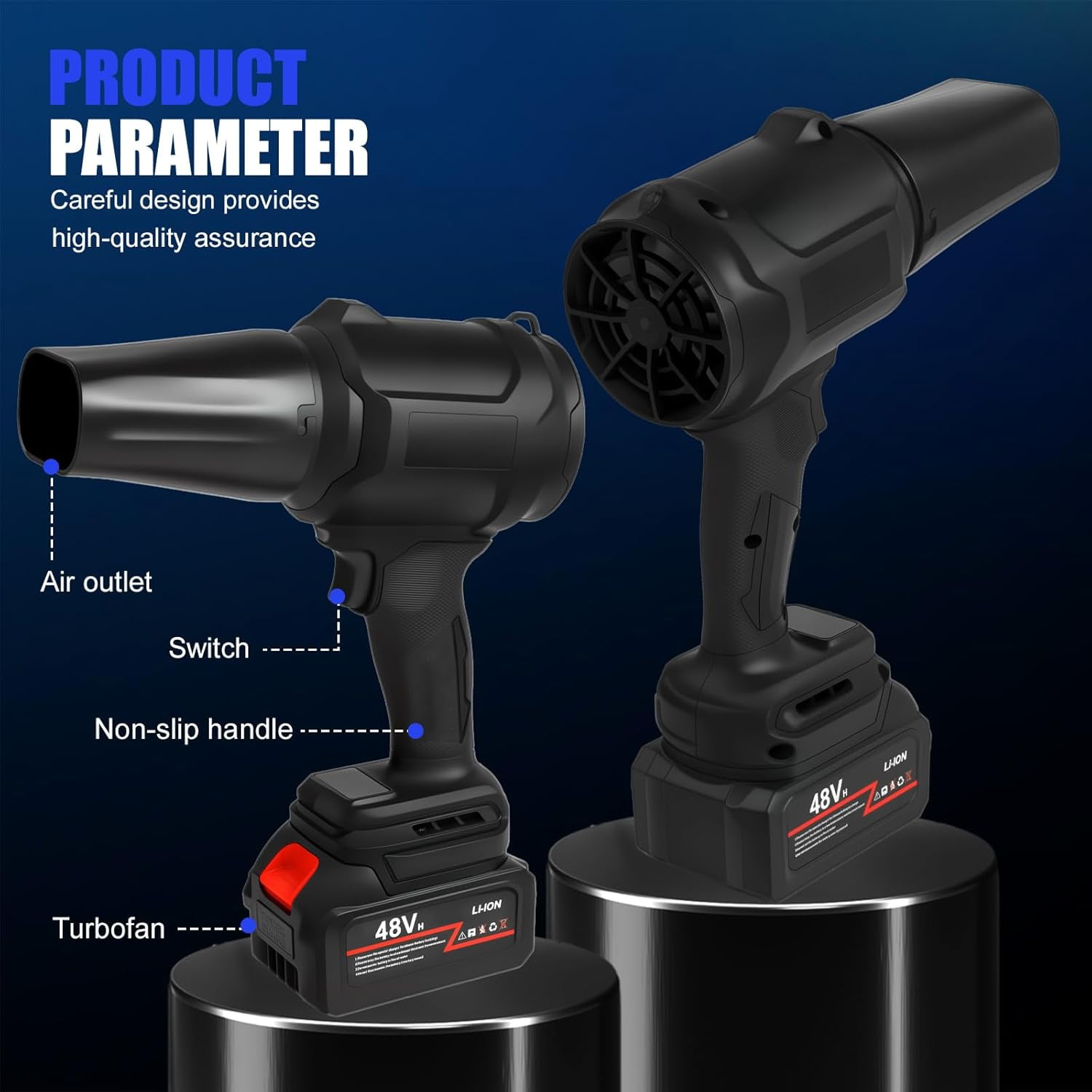 Cordless Leaf Blower, 500000RPM/min Turbo  Blower with 2 * 4000mAh Battery, 1200G Thrust 2.8LB Lightweight Handheld Blower for Lawn Care, Home, Car, Garage Cleaning
