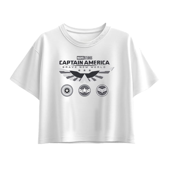 Captain America - Cabnw Icons White Shirt - Youth Girls Boxy T-Shirt