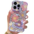 thumbnail image 7 of Compatible with iPhone Case,Cute Luxury Laser Flower Floral Wavy Curly Water Ripple Bumper Silicone Camera Lens Protection Shockproof Cover Phone Case (Pink,iPhone 15 Pro), 7 of 7