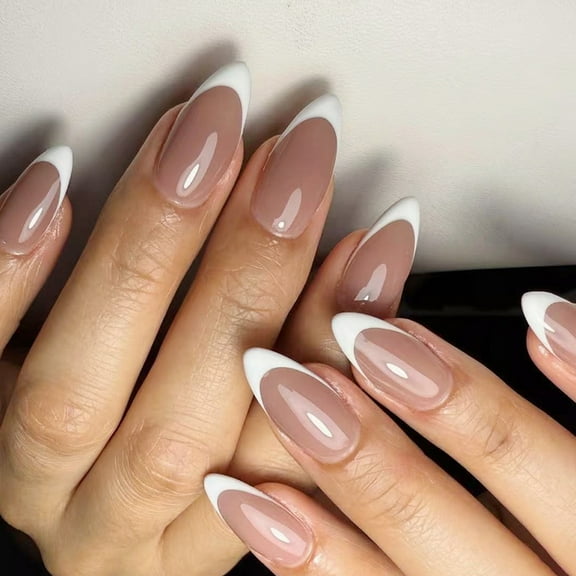 Huhudde 1Set Omber Press on Nails Glues on Nails French Tips Fake Nails Acrylic Artificial Nails Gradients False Nails Womens