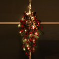 thumbnail image 3 of Guirlande de Noël Pré-Éclairée avec Ruban Nœud Baies Rouges pour Décoration de Porte avant Fenêtre Escalier Extérieur, 3 of 10