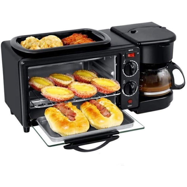 qiuqiu Tostadora, Máquina De Desayuno 3 En 1, Estación De Desayuno, Horno Tostador Multifunción para El Hogar 3 En 1