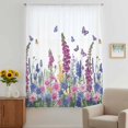 thumbnail image 2 of Watercolor Wildflowers Sheer Curtains 63 Inches Long, Country Botanical Florals Butterfly Light Filering Curtains, Breathable Simi Curtain Privacy Drapes for Living Room Bedroom Window Treatment, 2 of 9