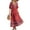 Red, variant on Womens Summer Casual Maxi Dress Bohemian Floral V Neck Puff Short Sleeve Ethnic Style Beach Tiered Sundress Long Swing Dress