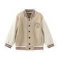 thumbnail image 2 of Hessimy Kids Varsity Jacket Girls Boys Baseball Jacket Bomber Coat School Uniform With Pocket Pearl Crop Fringe Workout Spring Jackets Checkered Jacket (Khaki,4-6 Years), 2 of 9