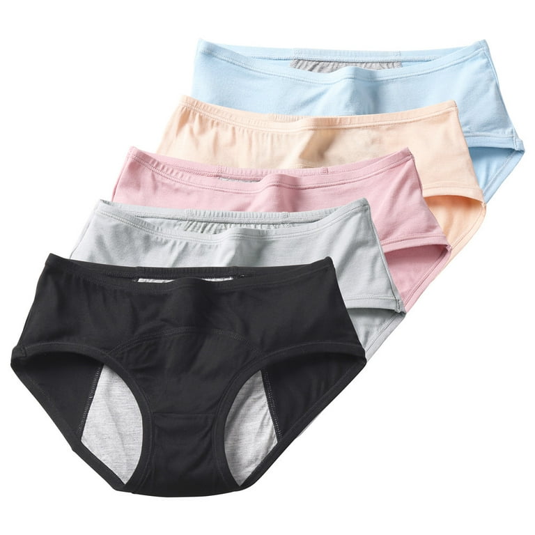 Pretty Comy 6 Pack Menstrual Period Underpants for Women Mid Waist Cotton  Postpartum Panties Full Coverage Stretch Hipster Briefs 