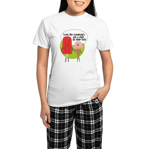 CafePress - Popsicle Stick Women's Light Pajamas - Women's Short Sleeve Print T-Shirt and Pants Light Cotton Pajama Set