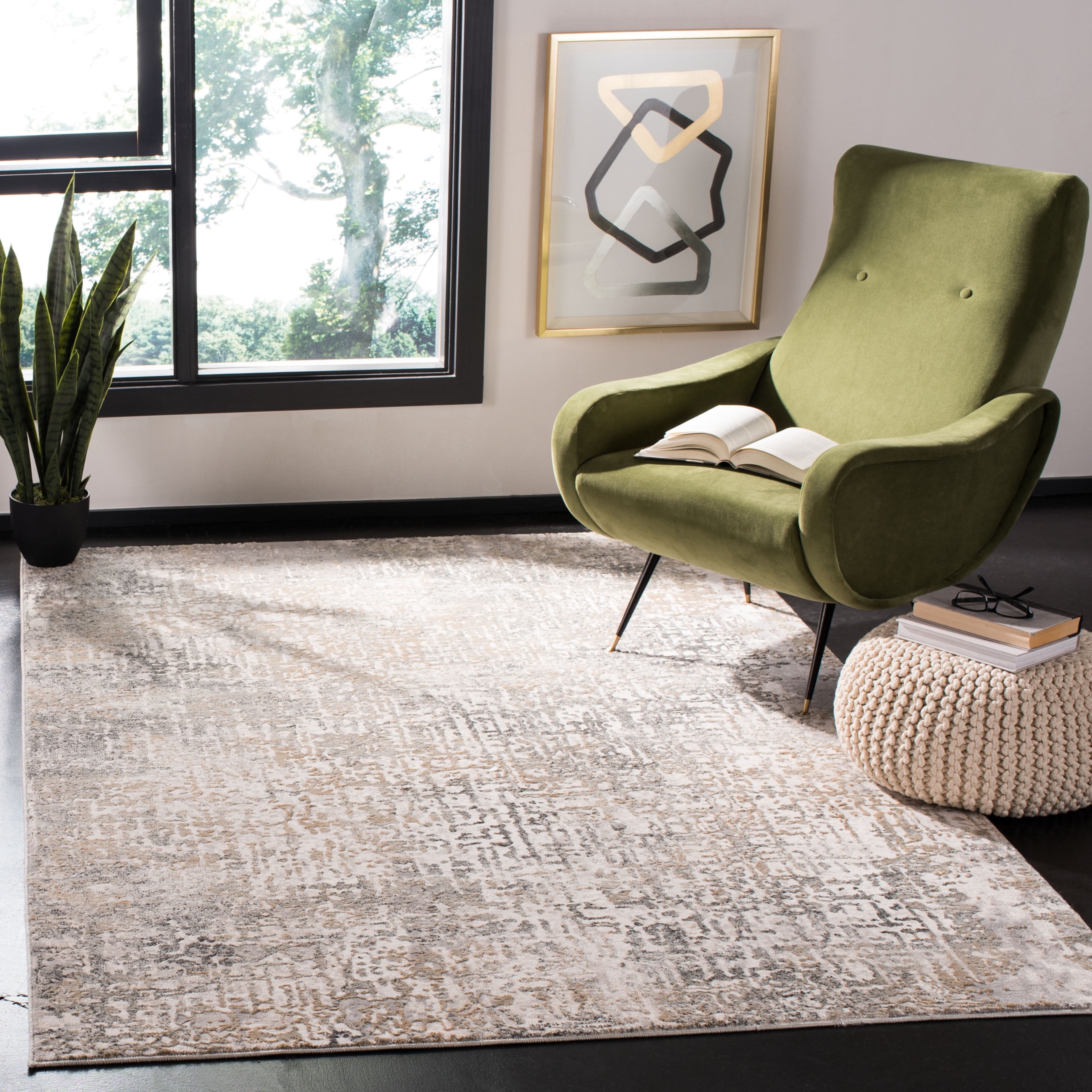 SAFAVIEH Vogue Martha Abstract Area Rug, Beige/Grey, 3' x 5'